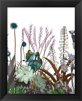 Framed Wildflower Bloom, Snail Bird Print