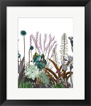 Framed Wildflower Bloom, Snail Bird Print