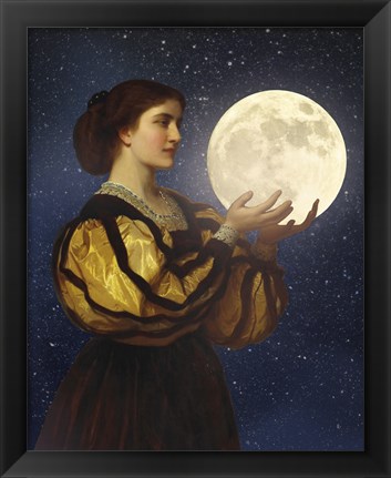 Framed Moon In Her Hands Print