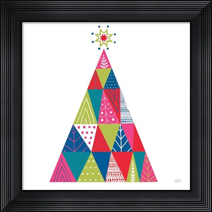 Framed Geometric Holiday Trees I Bright Print
