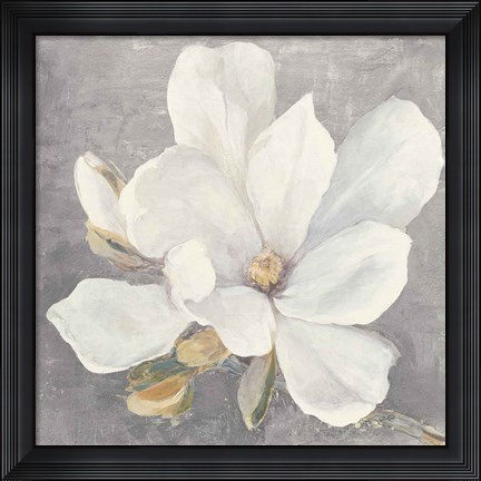 Framed Serene Magnolia Light Gray Print