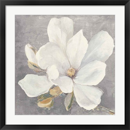 Framed Serene Magnolia Light Gray Print