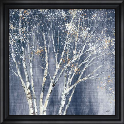 Framed Navy Blue Birch Flipped Print
