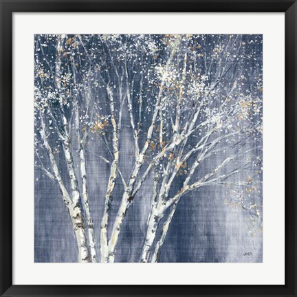 Framed Navy Blue Birch Flipped Print