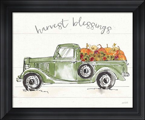 Framed Modern Farmhouse VIII Green Truck Print