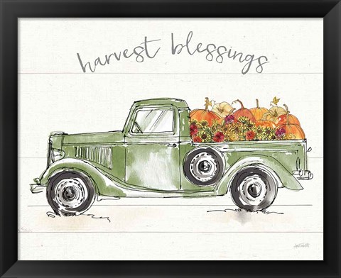 Framed Modern Farmhouse VIII Green Truck Print