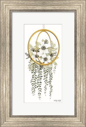 Framed Gold Geometric Circle &amp; Ivy Print