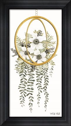 Framed Gold Geometric Circle &amp; Ivy Print