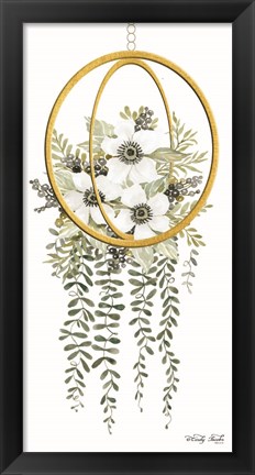 Framed Gold Geometric Circle &amp; Ivy Print