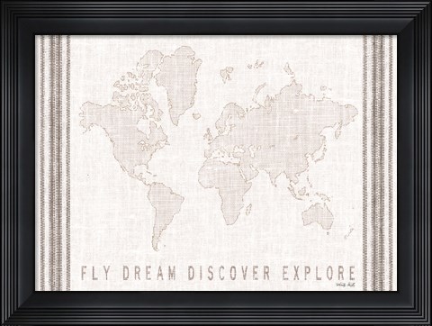 Framed Fly, Dream, Discover, Explore Map Print