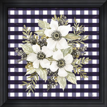 Framed Navy Floral I Print