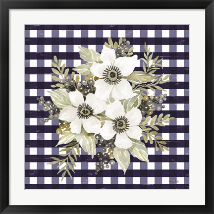 Framed Navy Floral I Print