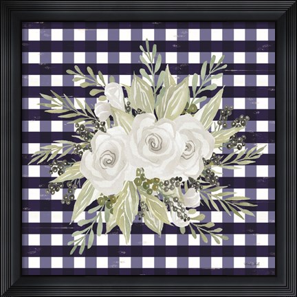 Framed Navy Floral II Print