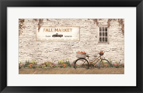 Framed Fall Market with Bike Print