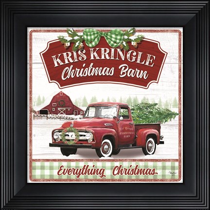 Framed Kris Kringle Christmas Barn Print