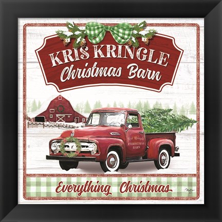 Framed Kris Kringle Christmas Barn Print