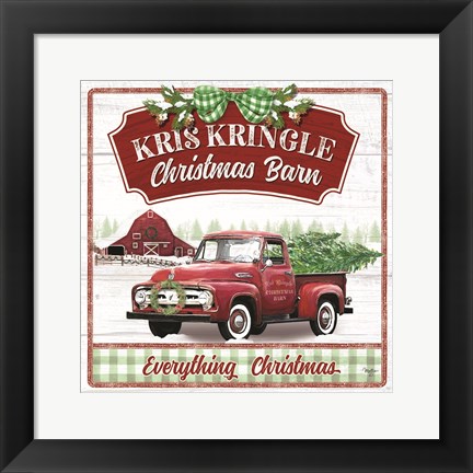 Framed Kris Kringle Christmas Barn Print