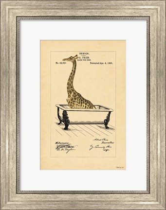 Framed Giraffe in Tub Print