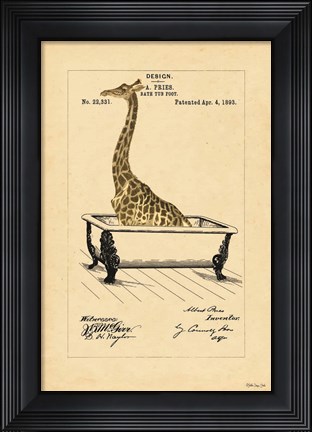 Framed Giraffe in Tub Print