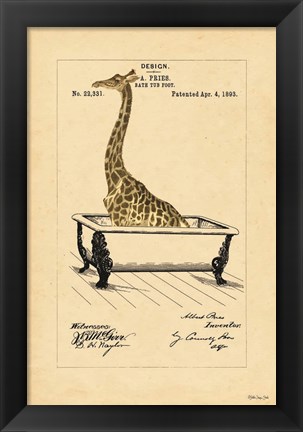 Framed Giraffe in Tub Print