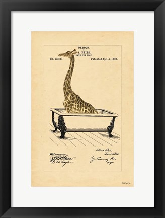 Framed Giraffe in Tub Print