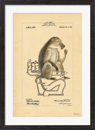 Framed Monkey in Bowl Print