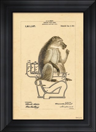 Framed Monkey in Bowl Print