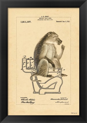 Framed Monkey in Bowl Print