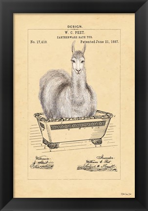 Framed Llama in Tub Print