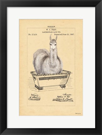 Framed Llama in Tub Print