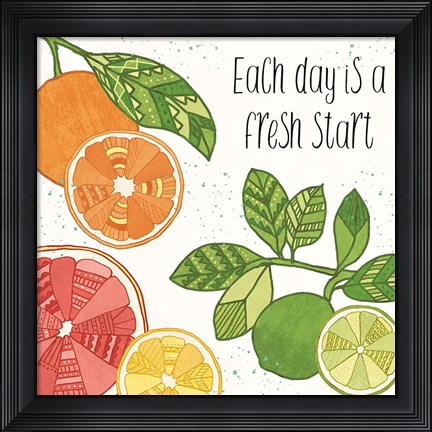 Framed Citrus Splash IV Black Text Print