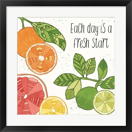 Framed Citrus Splash IV Black Text Print