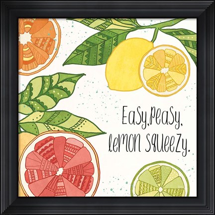 Framed Citrus Splash III Black Text Print
