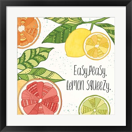 Framed Citrus Splash III Black Text Print