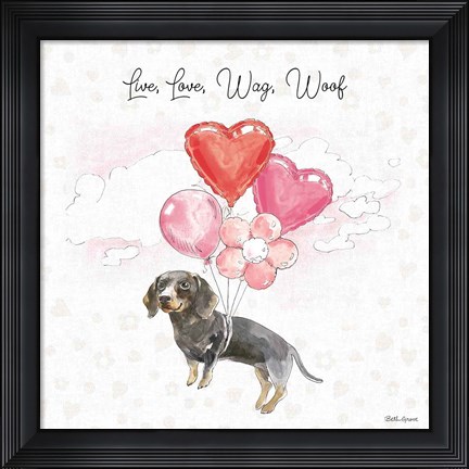 Framed Paws of Love V Pink Print
