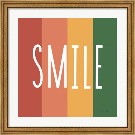 Framed Smile Rainbow Retro Print