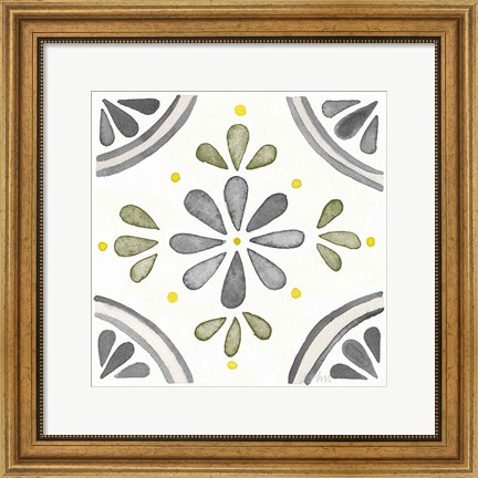 Framed Garden Getaway Tile I Gray Green Print