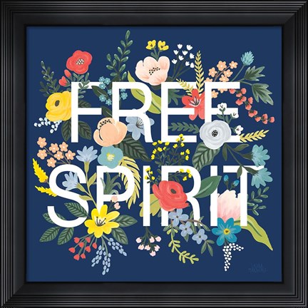 Framed Wild Garden II Navy Print