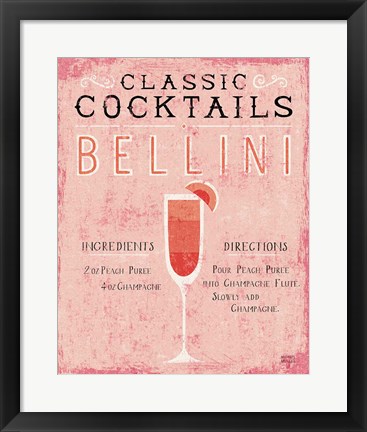 Framed Classic Cocktails Bellini Pink Print