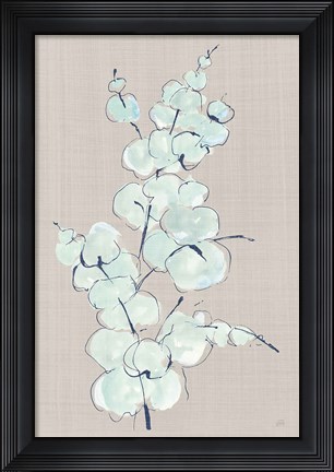 Framed Eucalyptus Branch IV Blue Gray Print