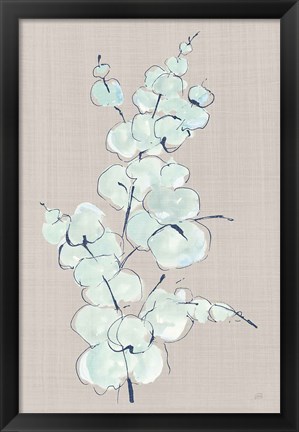 Framed Eucalyptus Branch IV Blue Gray Print