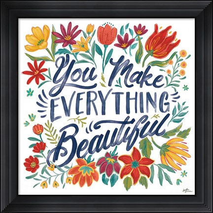 Framed Happy Thoughts V White Print