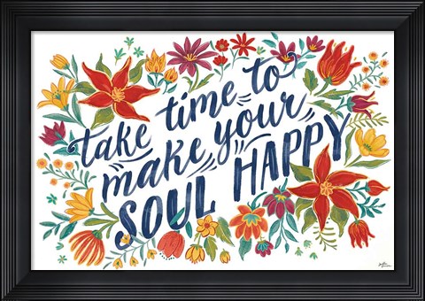 Framed Happy Thoughts I White Print
