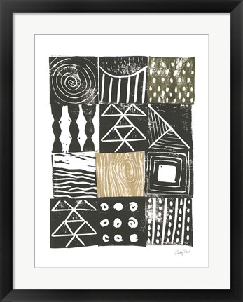 Framed Block Print V Green Sand Print