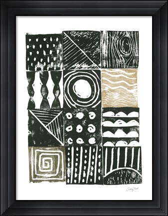 Framed Block Print I Green Sand Print