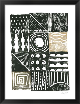 Framed Block Print I Green Sand Print