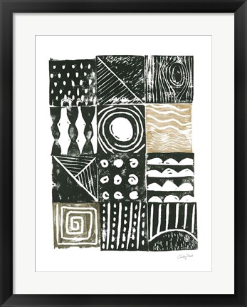 Framed Block Print I Green Sand Print