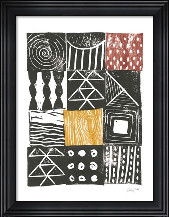 Framed Block Print V Red Yellow Print