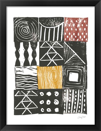 Framed Block Print V Red Yellow Print