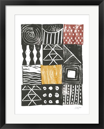 Framed Block Print V Red Yellow Print